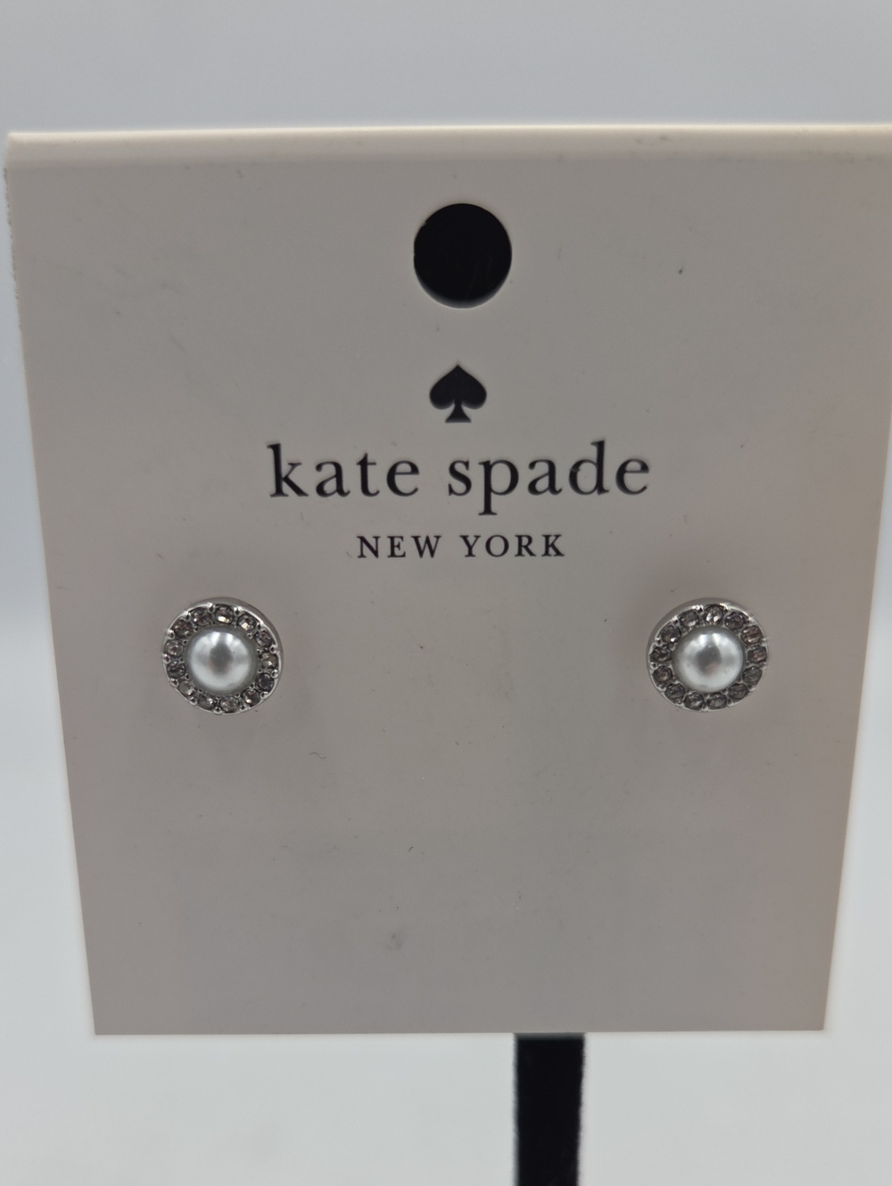 kate spade Your A Gem Pearl and Crystal Halo Stud Earrings in Silver Tone